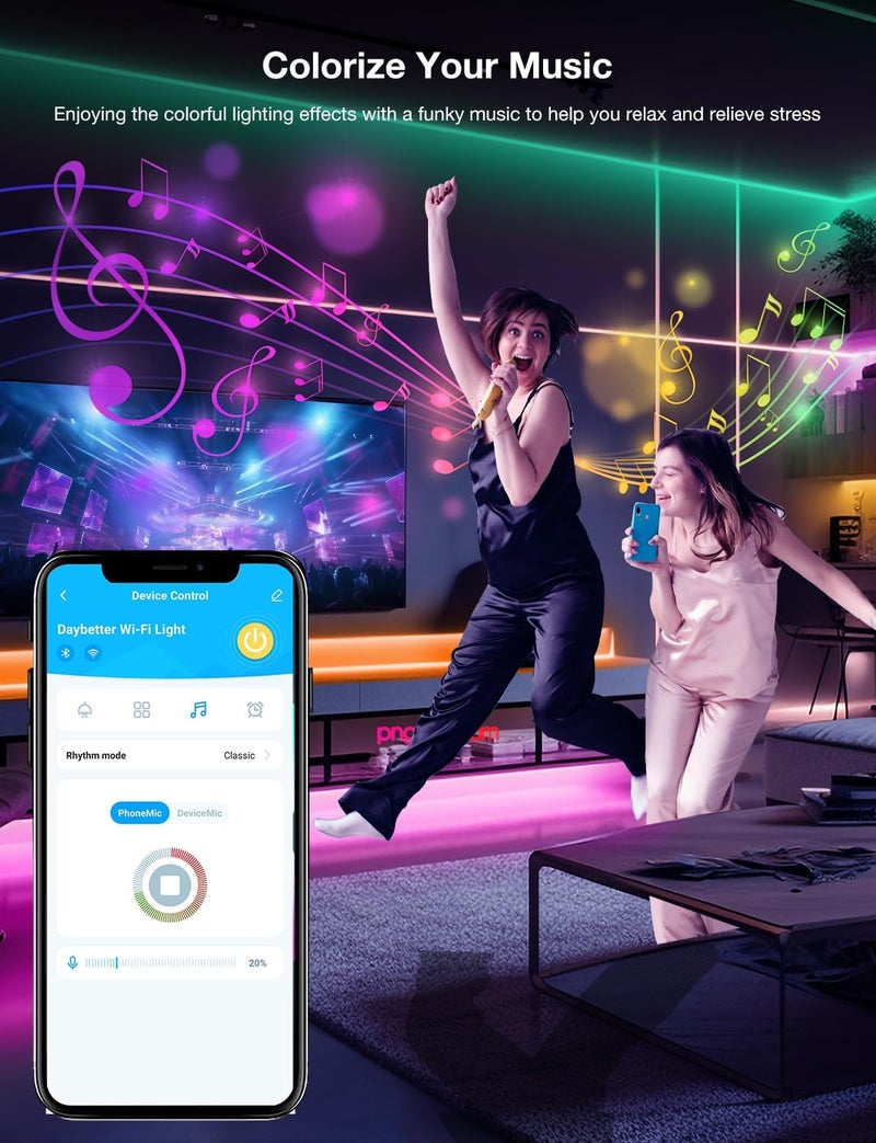 DAYBETTER Smart WiFi Led Strip Lights App Controlled Compatible with Alexa and Google Assistant Timer Schedule RGB Strip Color Changing Décor for Bedroom Party Kitchen 50ft - Image 5